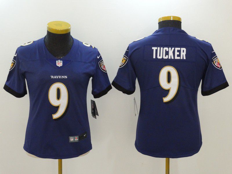 Women Baltimore Ravens #9 Tucker Purple Nike Vapor Untouchable Limited NFL Jerseys